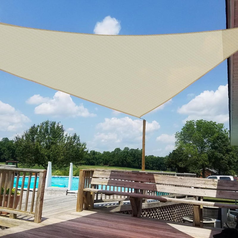WINDSCREEN4LESS 16' x 16' x 16' Sun Shade Sail UV Block Fabric Canopy in Beige Sand Triangle for Patio Garden Patio Customized - Image 1